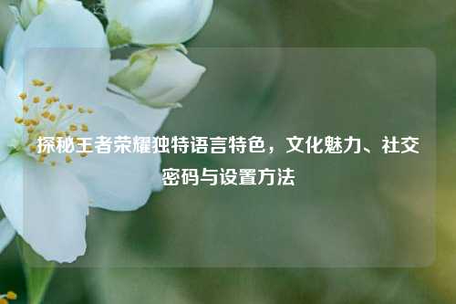 探秘王者荣耀独特语言特色,文化魅力、社交密码与设置方法